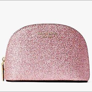 NWOT Kate spade rose gold spencer glitter small dome cosmetic case